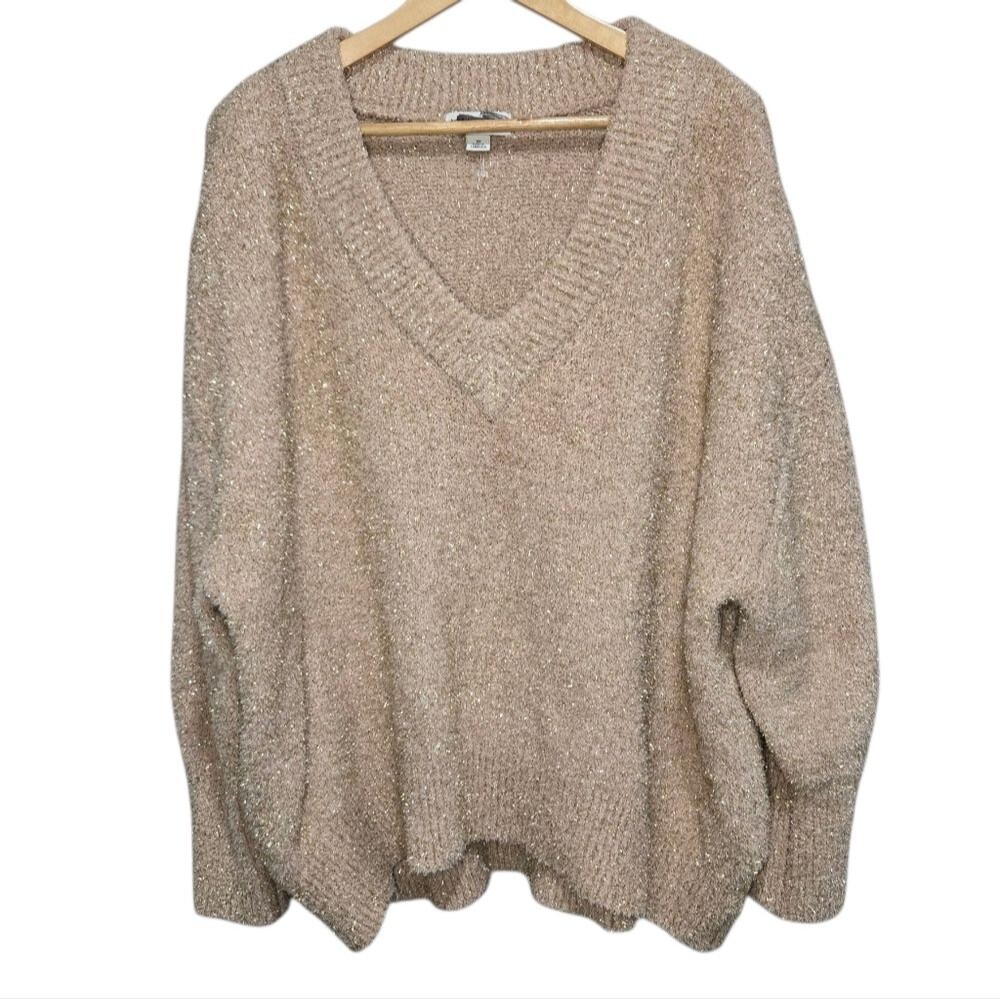 Ava & Viv Cozy Beige V-Neck Sweater